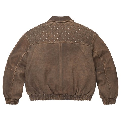 Supreme Swarovski® Studded Quilted Leather Jacket - Brown