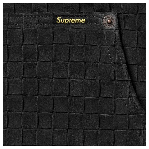 Supreme Woven Suede Hooded Work Jacket - Black