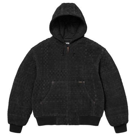 Supreme Woven Suede Hooded Work Jacket - Black
