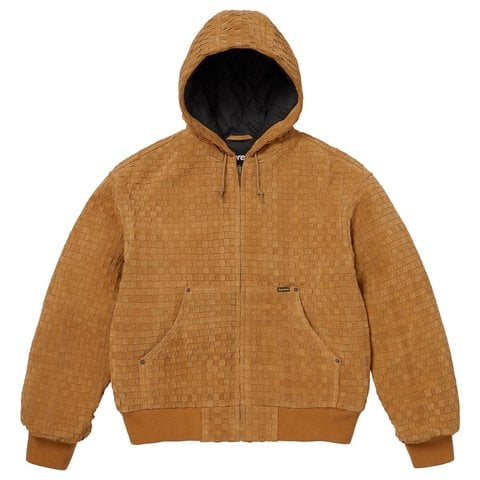 Supreme Woven Suede Hooded Work Jacket - Mustard
