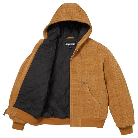 Supreme Woven Suede Hooded Work Jacket - Mustard