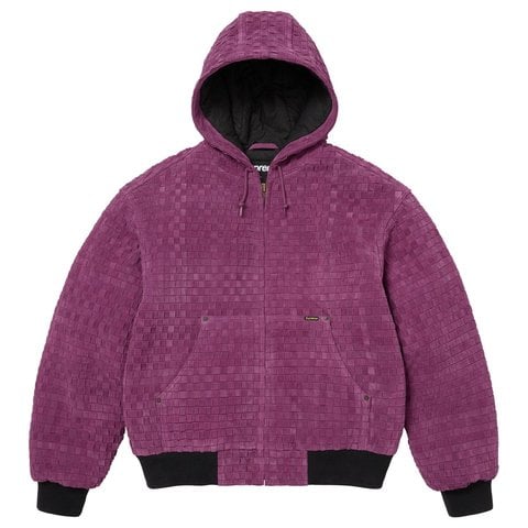 Supreme Woven Suede Hooded Work Jacket - Purple