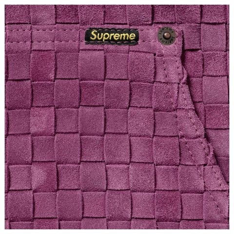 Supreme Woven Suede Hooded Work Jacket - Purple