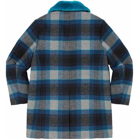Supreme Faux Fur Collar Car Coat - Plaid