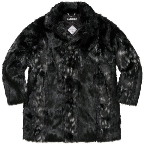 Supreme Lynx Faux Fur WINDSTOPPER® Overcoat - Black