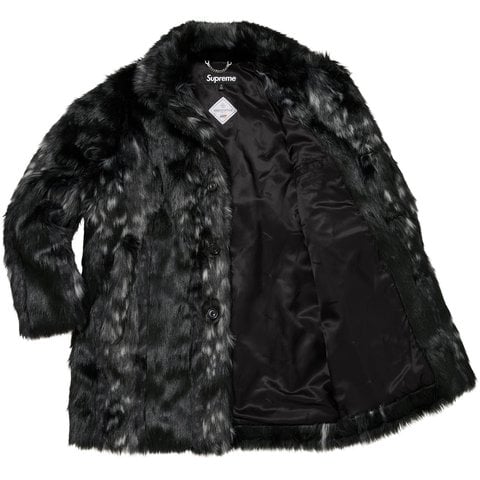 Supreme Lynx Faux Fur WINDSTOPPER® Overcoat - Black