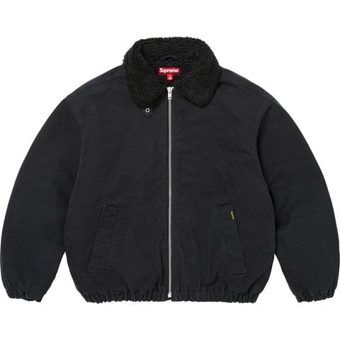 Supreme Faux Shearling Lined Bomber Jacket - Black