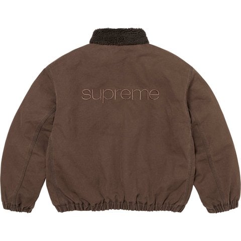 Supreme Faux Shearling Lined Bomber Jacket - Brown