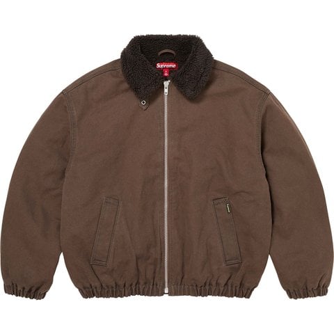 Supreme Faux Shearling Lined Bomber Jacket - Brown