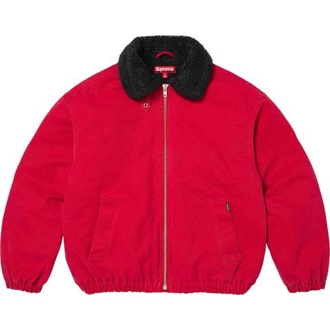 Supreme Faux Shearling Lined Bomber Jacket - Red