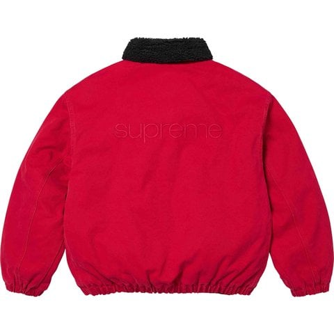 Supreme Faux Shearling Lined Bomber Jacket - Red