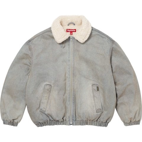 Supreme Faux Shearling Lined Bomber Jacket - Washed Grey