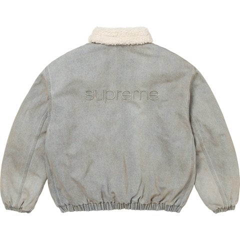 Supreme Faux Shearling Lined Bomber Jacket - Washed Grey
