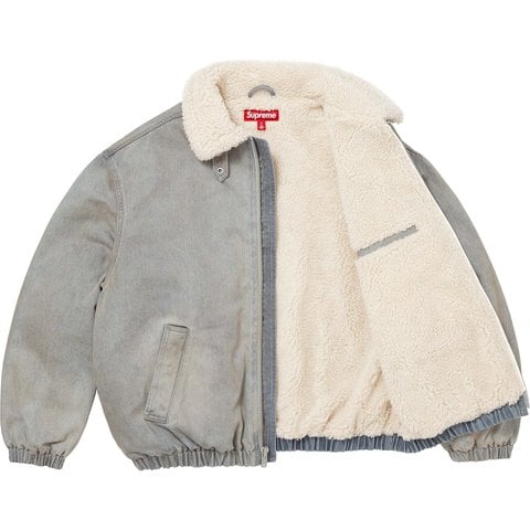 Supreme Faux Shearling Lined Bomber Jacket - Washed Grey
