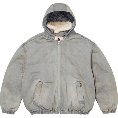 Supreme Faux Shearling Lined Bomber Jacket - Washed Grey