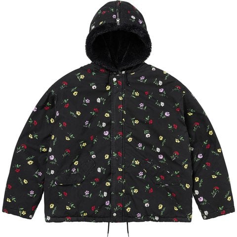 Supreme Fur Lined Hooded Field Jacket - Floral