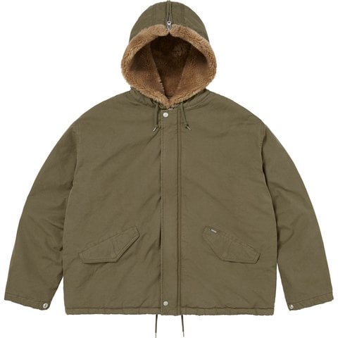 Supreme Fur Lined Hooded Field Jacket - Olive