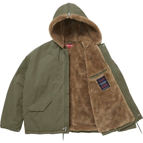 Supreme Fur Lined Hooded Field Jacket - Olive