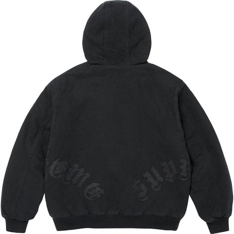 Supreme Leather Appliqué Hooded Work Jacket - Black