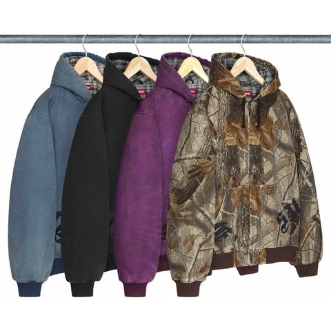 Supreme Leather Appliqué Hooded Work Jacket - Group Shots