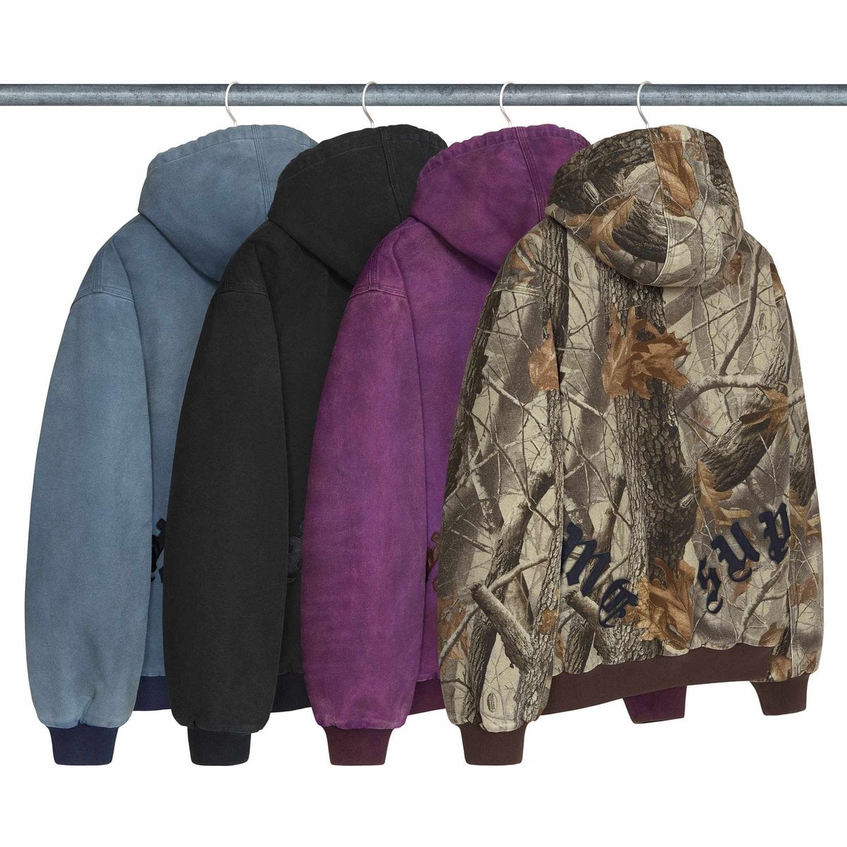 Leather Appliqué Hooded Work Jacket