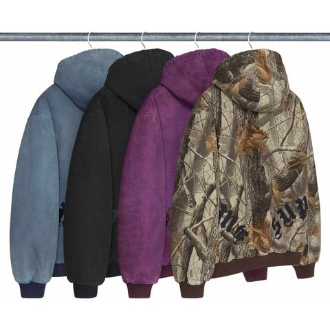 Supreme Leather Appliqué Hooded Work Jacket