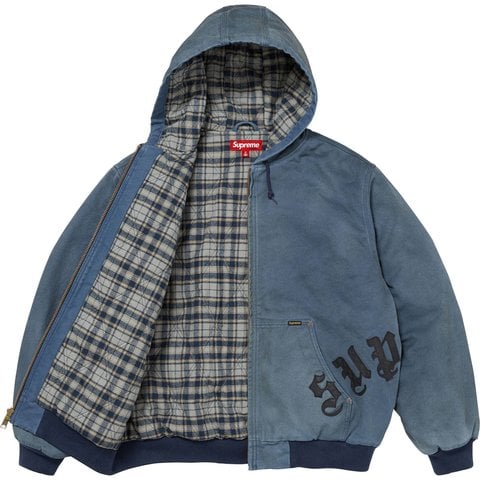 Supreme Leather Appliqué Hooded Work Jacket - Navy
