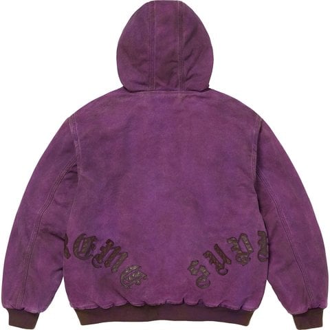 Supreme Leather Appliqué Hooded Work Jacket - Purple