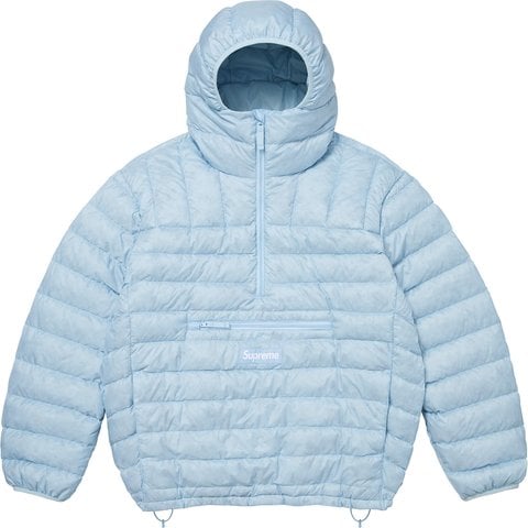 Supreme Micro Down Half Zip Hooded Pullover - Light Blue