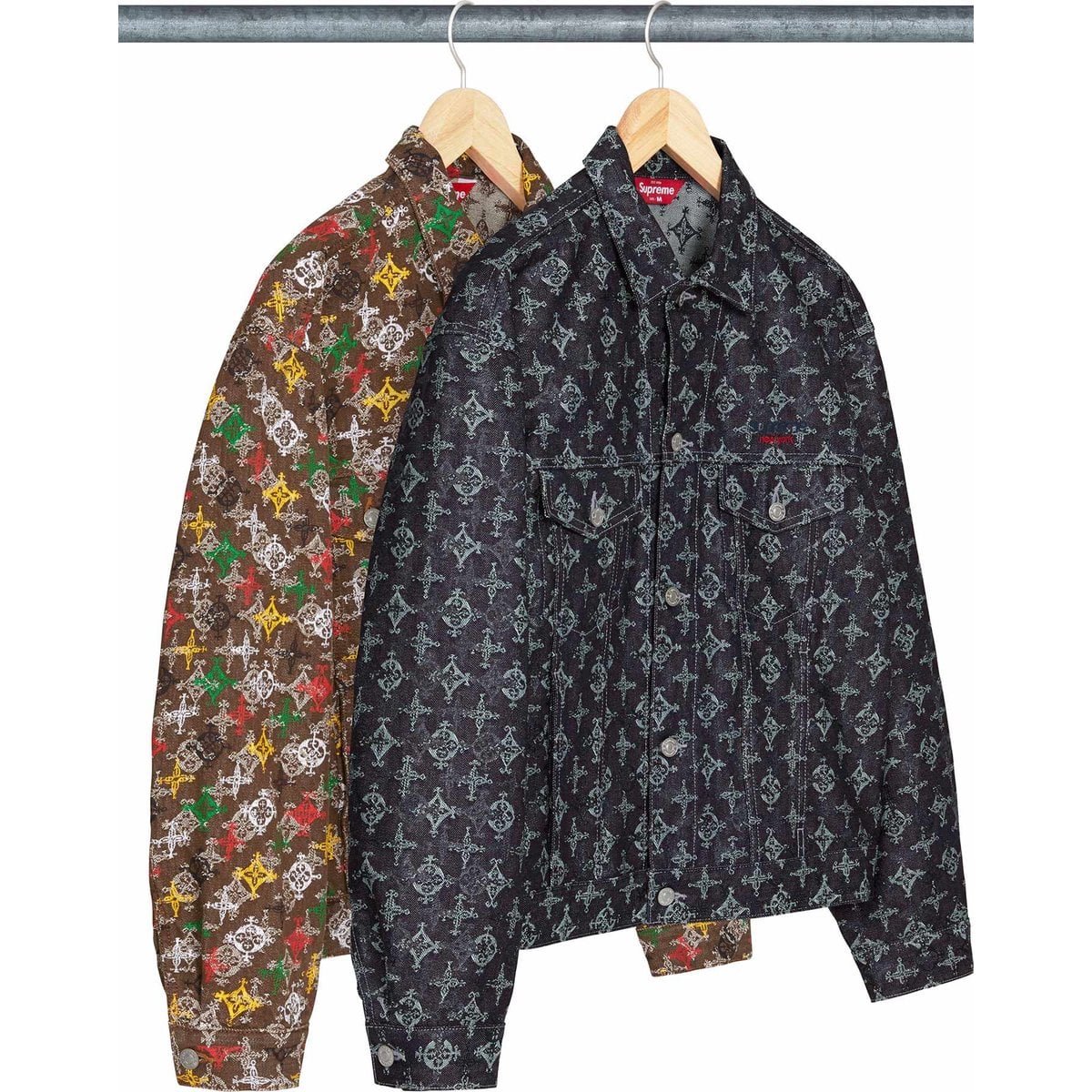 Overprint Jacquard Denim Trucker Jacket
