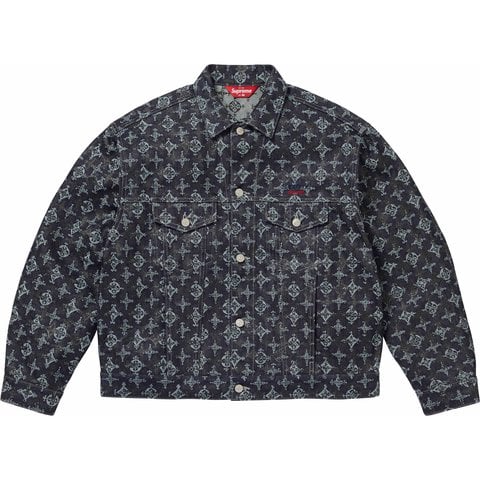 Supreme Overprint Jacquard Denim Trucker Jacket - Indigo