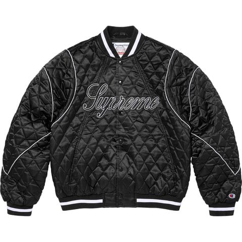 Supreme Supreme®/Champion® Quilted Satin Varsity Jacket - Black