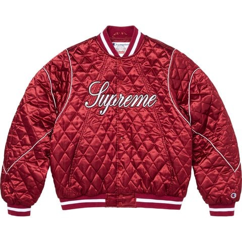 Supreme Supreme®/Champion® Quilted Satin Varsity Jacket - Dark Red