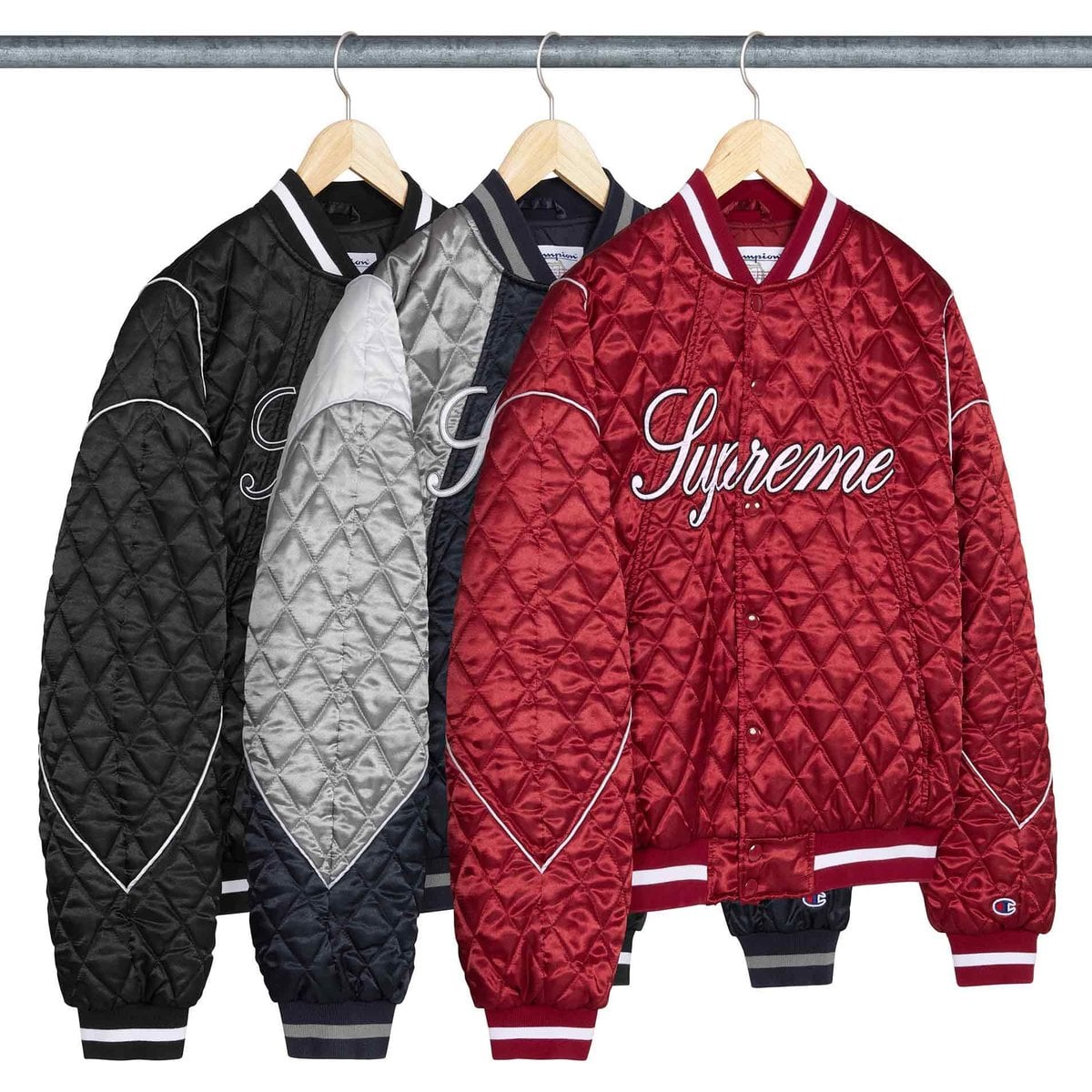 Supreme®/Champion® Quilted Satin Varsity Jacket