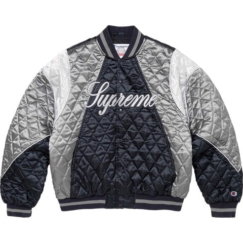 Supreme Supreme®/Champion® Quilted Satin Varsity Jacket - Navy
