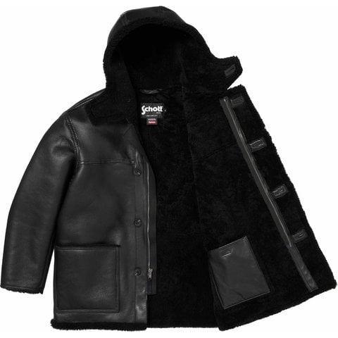 Supreme Supreme®/Schott® Hooded Shearling Coat - Black