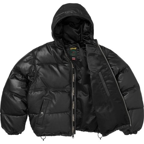 Supreme Supreme®/Schott® Leather Down Hooded Puffer Jacket - Black