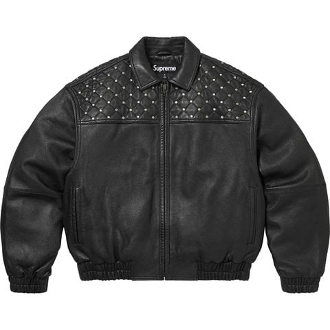 Supreme Swarovski® Studded Quilted Leather Jacket - Black