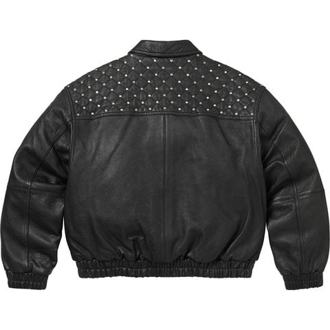 Supreme Swarovski® Studded Quilted Leather Jacket - Black