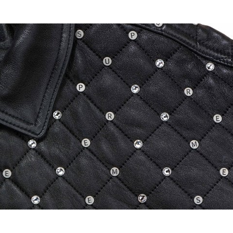 Supreme Swarovski® Studded Quilted Leather Jacket - Black