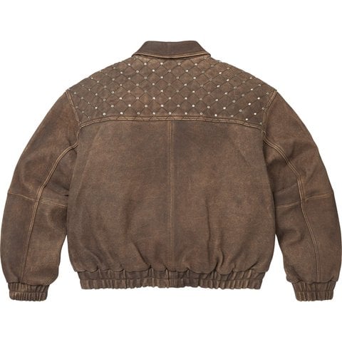 Supreme Swarovski® Studded Quilted Leather Jacket - Brown