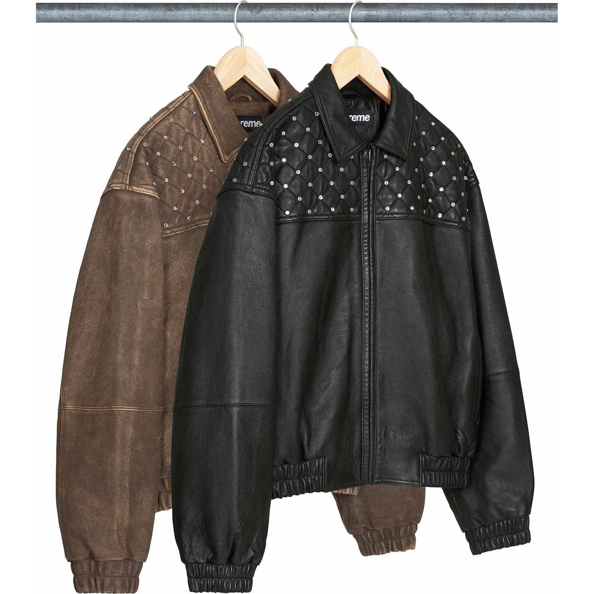 Swarovski® Studded Quilted Leather Jacket