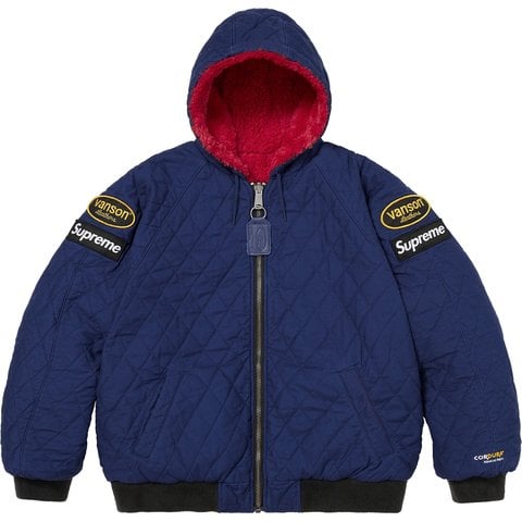 Supreme Supreme®/Vanson Leathers® Reversible Quilted Hooded Jacket - Navy
