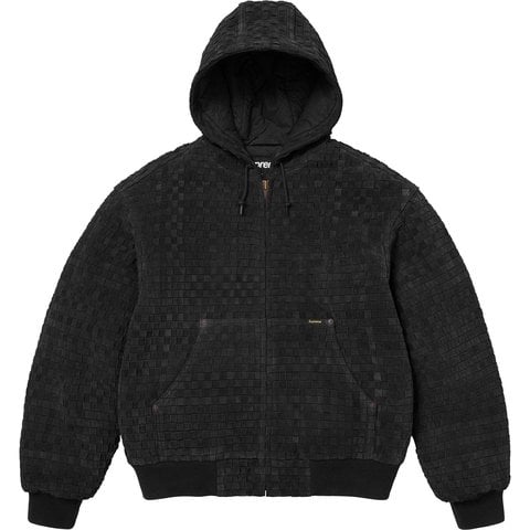 Supreme Woven Suede Hooded Work Jacket - Black