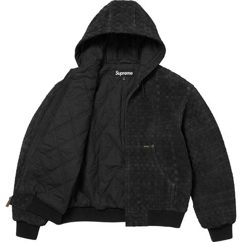 Supreme Woven Suede Hooded Work Jacket - Black