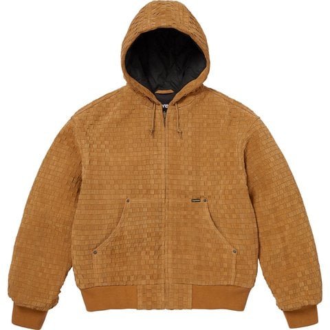 Supreme Woven Suede Hooded Work Jacket - Mustard
