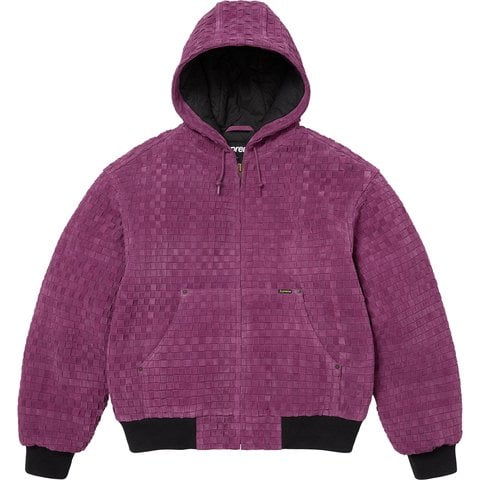Supreme Woven Suede Hooded Work Jacket - Purple