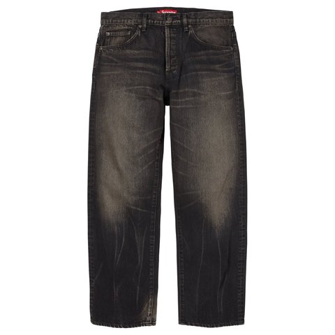 Supreme Distressed Loose Fit Selvedge Jean - Washed Black