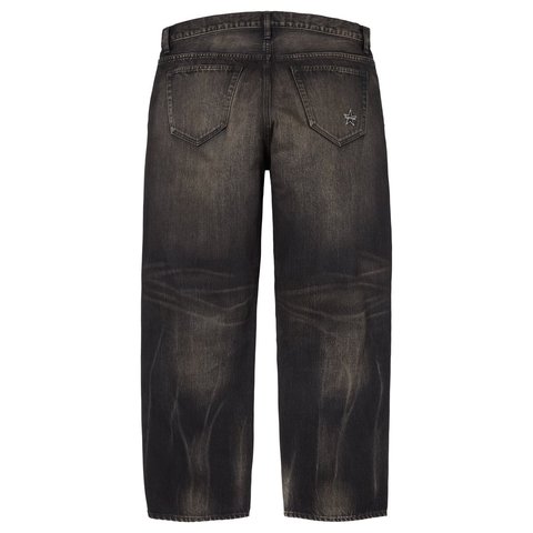 Supreme Distressed Loose Fit Selvedge Jean - Washed Black