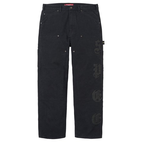 Supreme Leather Appliqué Double Knee Painter Pant - Black